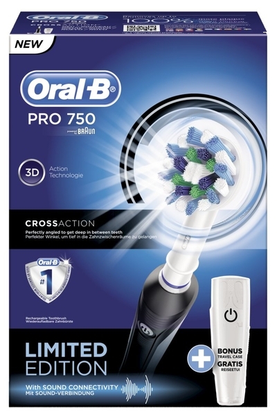 Braun Oral B PRO 750 Black Elektrische Zahnbürste mit Gratis