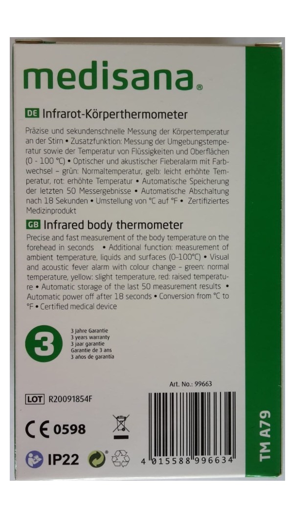 medisana TM A79 Infrarot Körperthermometer mit Farbwechsel