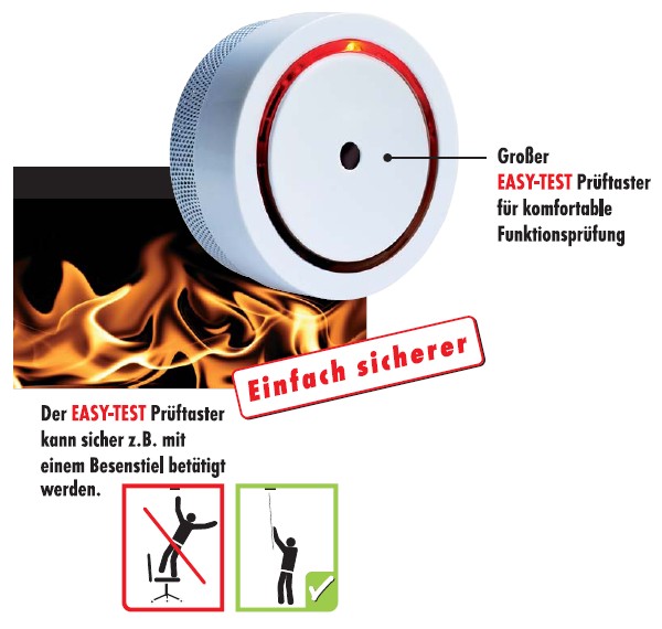 M-E VDS-Rauchmelder RM 810 MINI mit EASY-TEST PRÜFTASTER