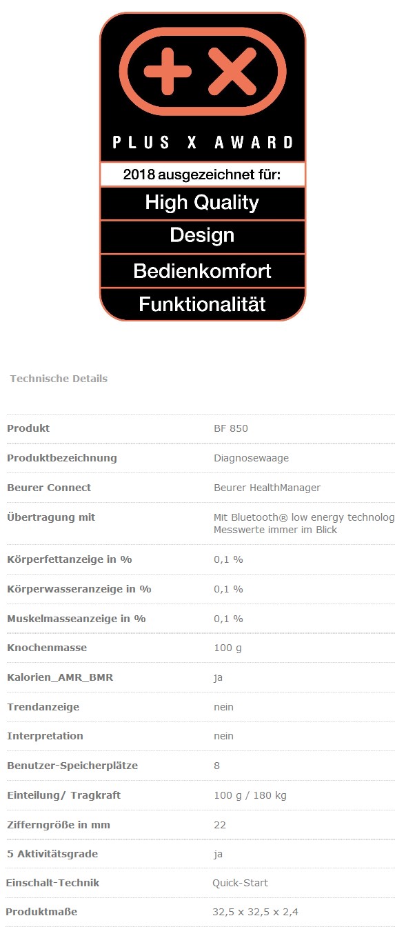 Beurer BF 850 Diagnosewaage bis 180kg Schwarz