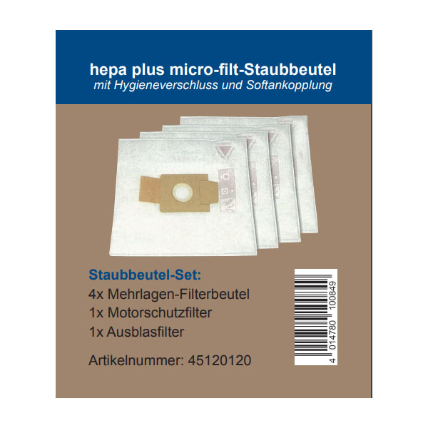 HEPA Plus Micro-Filt Staubbeutel Set für EiO Staubsauger 45120120