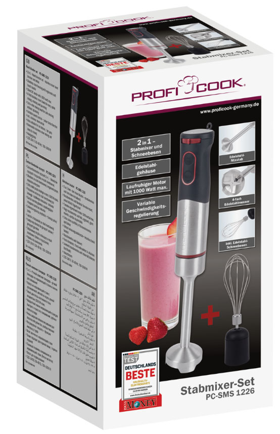 ProfiCook Stabmixer-Set PC-SMS 1226 Edelstahl 1000W