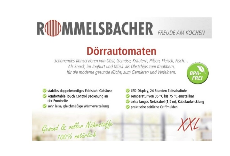 Rommelsbacher DA 1000 Dörrautomat XXL Edelstahl