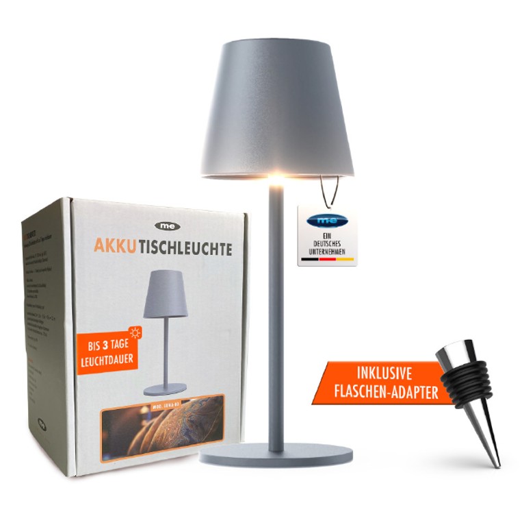 M-E LUNA-80-G LED-Tischleuchte AKKU Tischlampe EEK:F GRAU