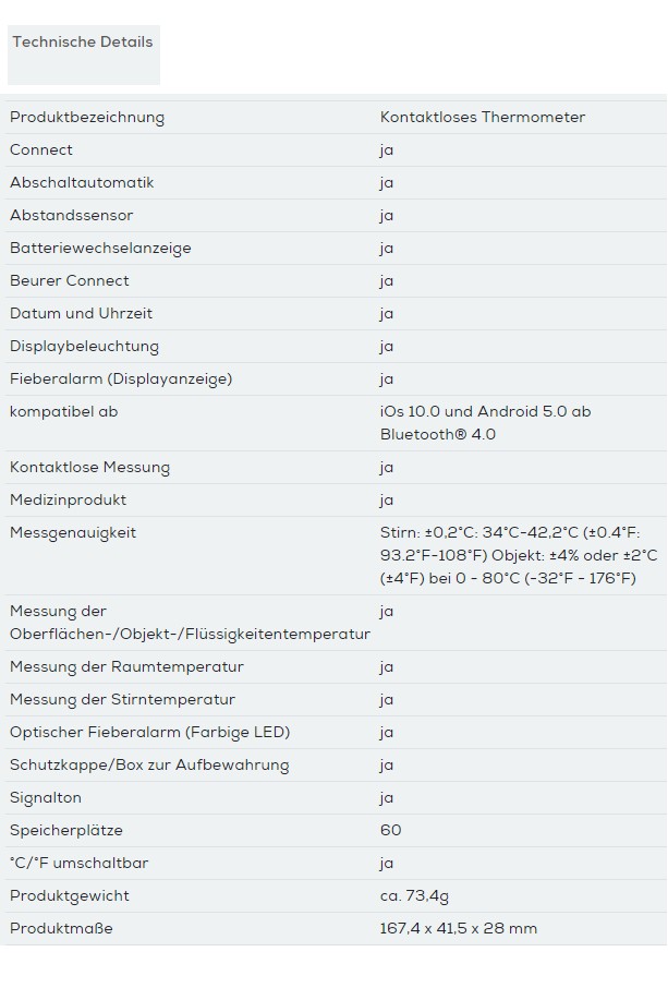 Beurer Thermometer FT 95 Bluetooth® Infrarot-Messtechnik Fieberthermometer