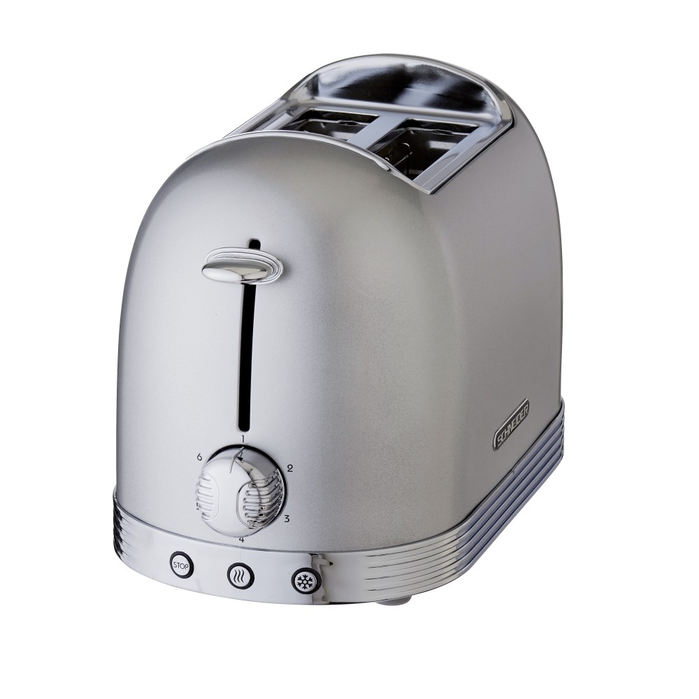SCHNEIDER SL T2.2 SI RETRO Toaster mit Brötchenaufsatz 2-Scheiben SILBER