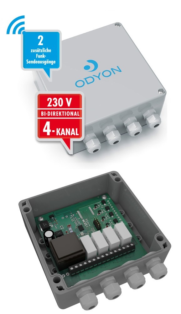 M-E ODYON Wireless RW24044-433-RI-230 Funk Wandempfänger 230V 4-Kanal Bidirektional