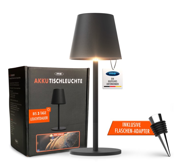 M-E LUNA-80-S LED-Tischleuchte AKKU Tischlampe EEK:F Schwarz