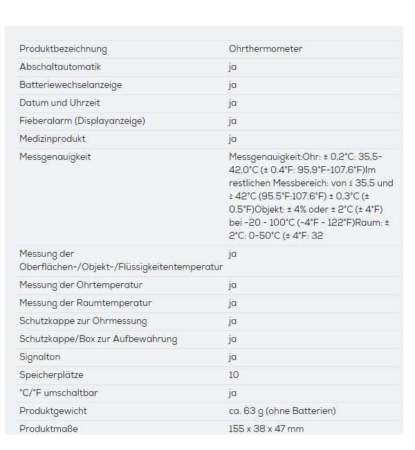 Beurer FT 58 Ohrthermometer Infrarot Thermometer