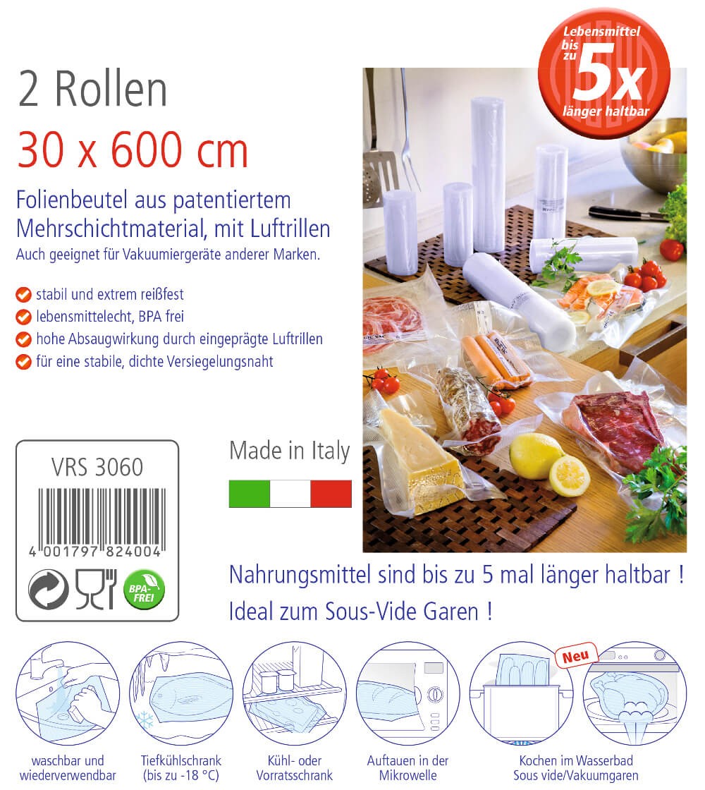 Rommelsbacher VRS 3060 Folienrolle 2 Rollen 30x600 cm für Vakuumierer