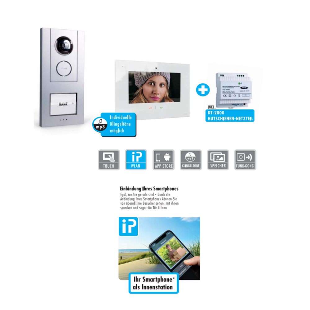 M-E VD ALU 6109 SW Video Türsprechanlagen PROMO-SET für 1 Familienhaus ALUMINIUM