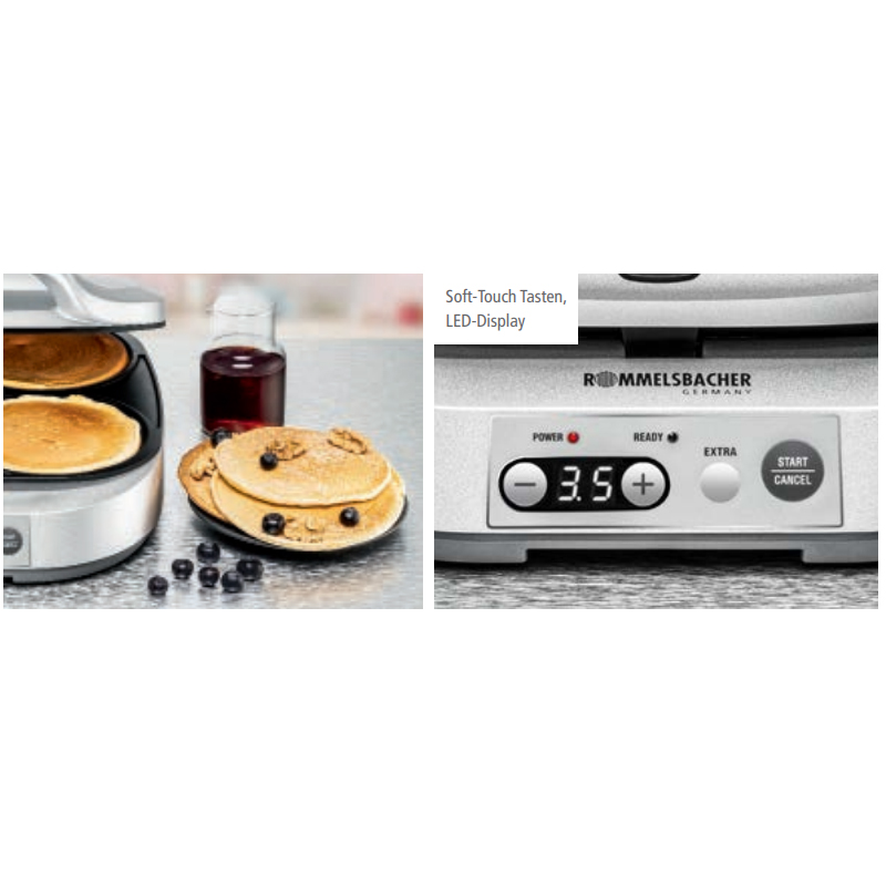 Rommelsbacher PC 1800 Pancake Maker Pam mit 4 Backmulden