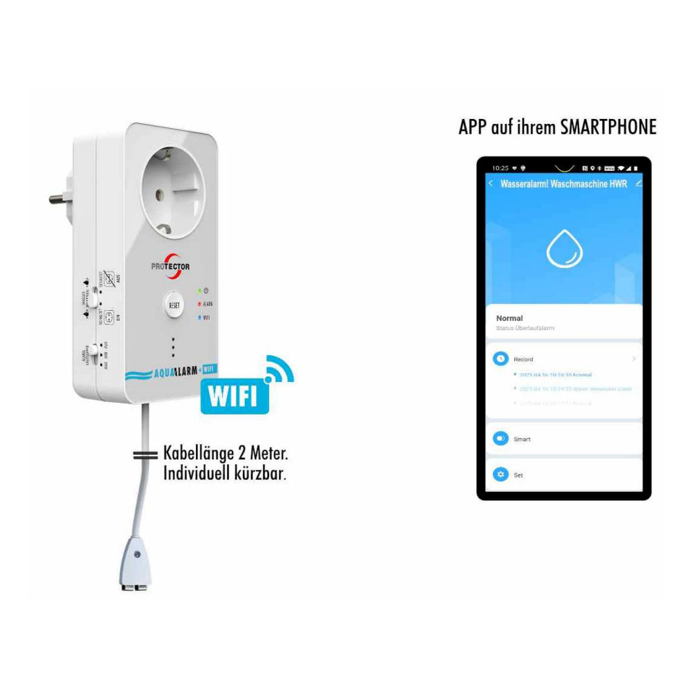 PROTECTOR Wassermelder WA 11 Wasseralarm mit WiFi Alarm-Weiterleitung