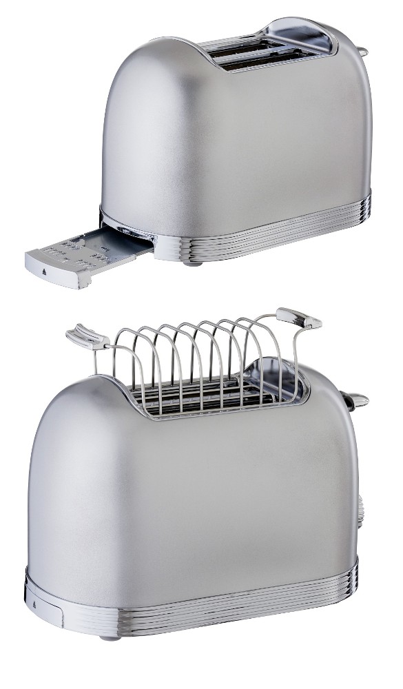 SCHNEIDER SL T2.2 SI RETRO Toaster mit Brötchenaufsatz 2-Scheiben SILBER