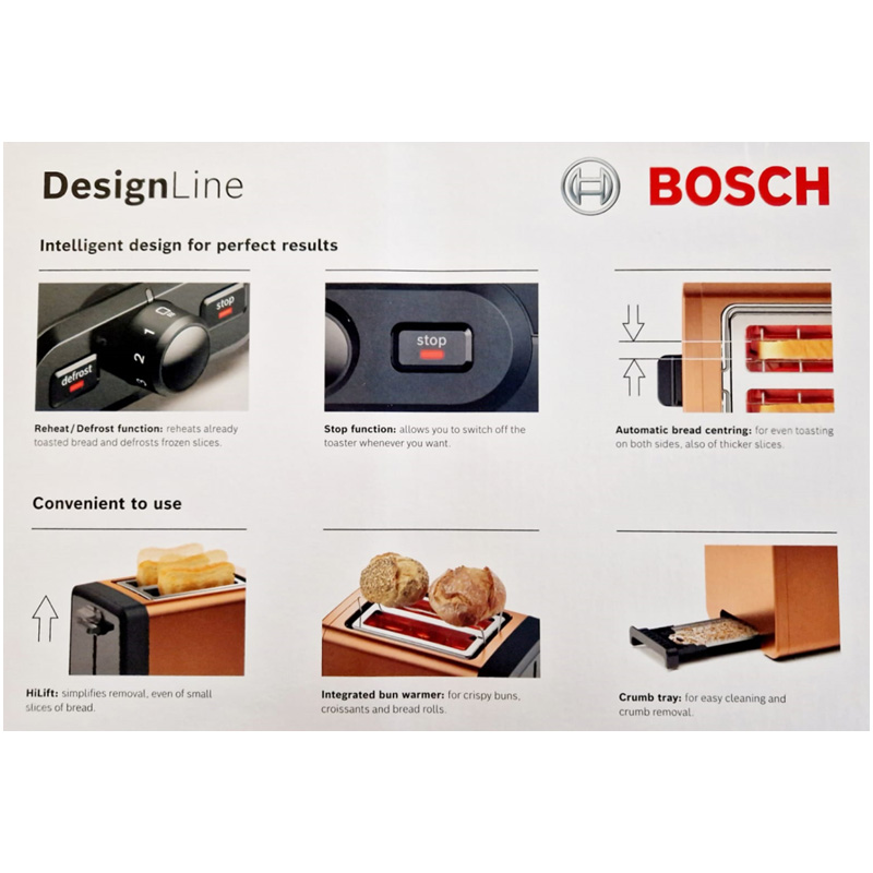 Bosch TAT4P429DE 2-Schlitz Toaster DesignLine Kupfer