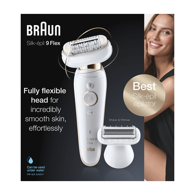 BRAUN Silk-épil 9 Flex SES 9002 W&D Epilierer 2in1 mit Rasierer-Aufsatz 